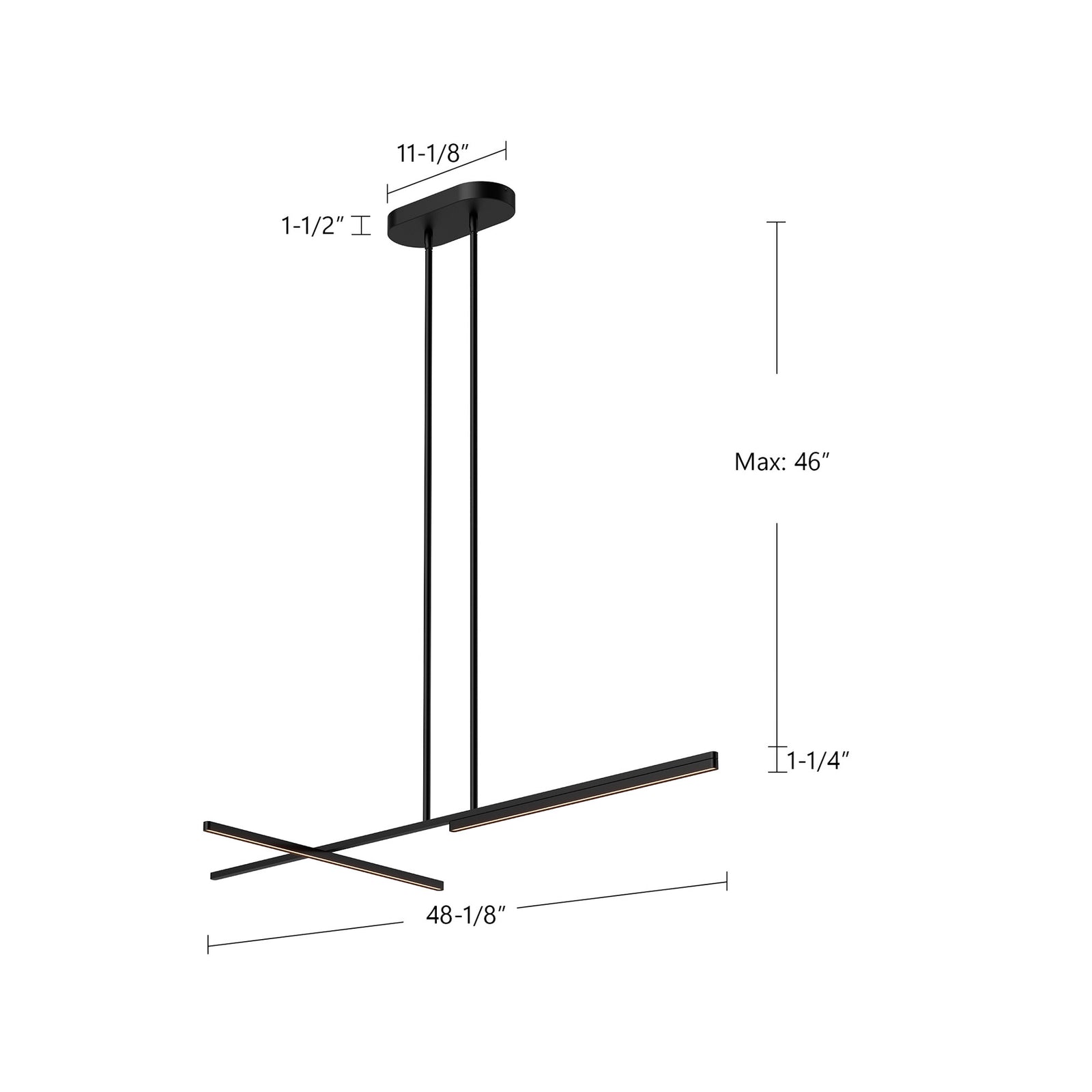 Shift 48-in Black LED Linear Pendant