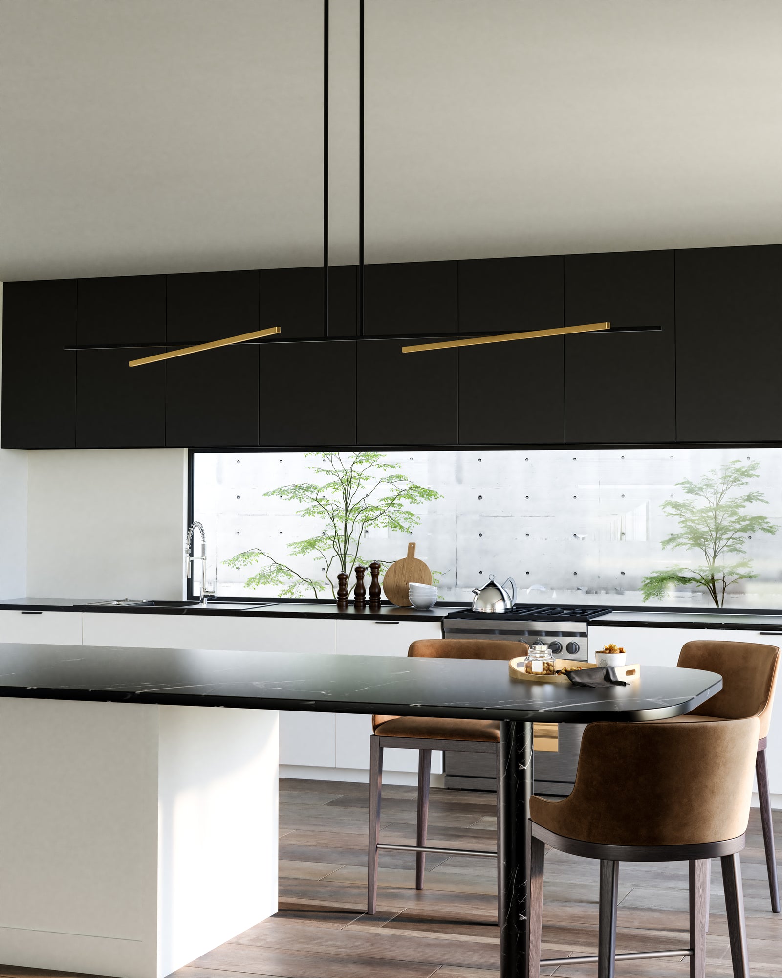 Shift 60-in Black/Brushed Gold LED Linear Pendant