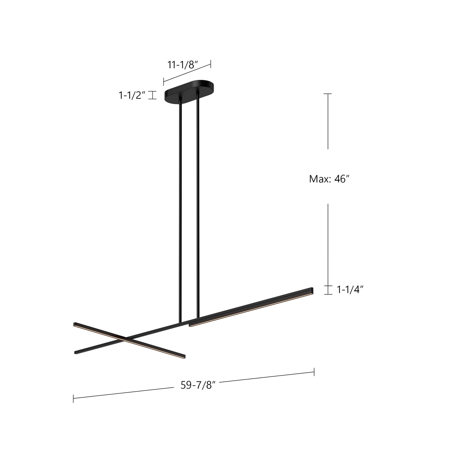 Shift 60-in Black/Brushed Gold LED Linear Pendant