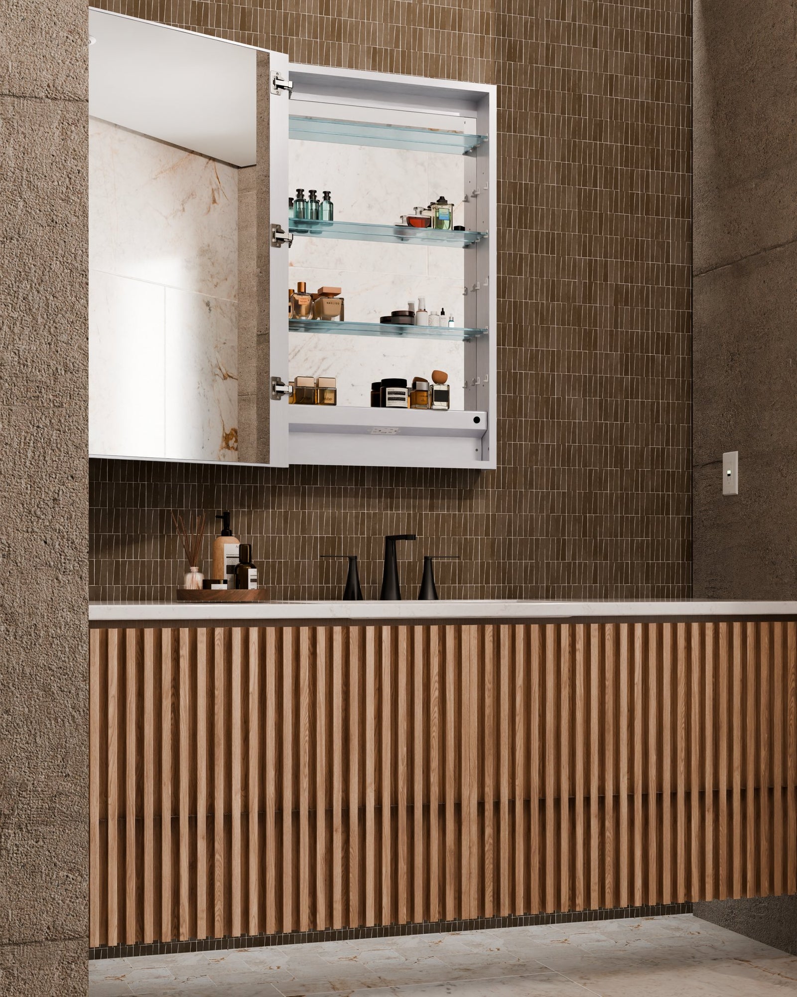 Simplicity™ LED Mirror Cabinet — Left Hinge — View 2