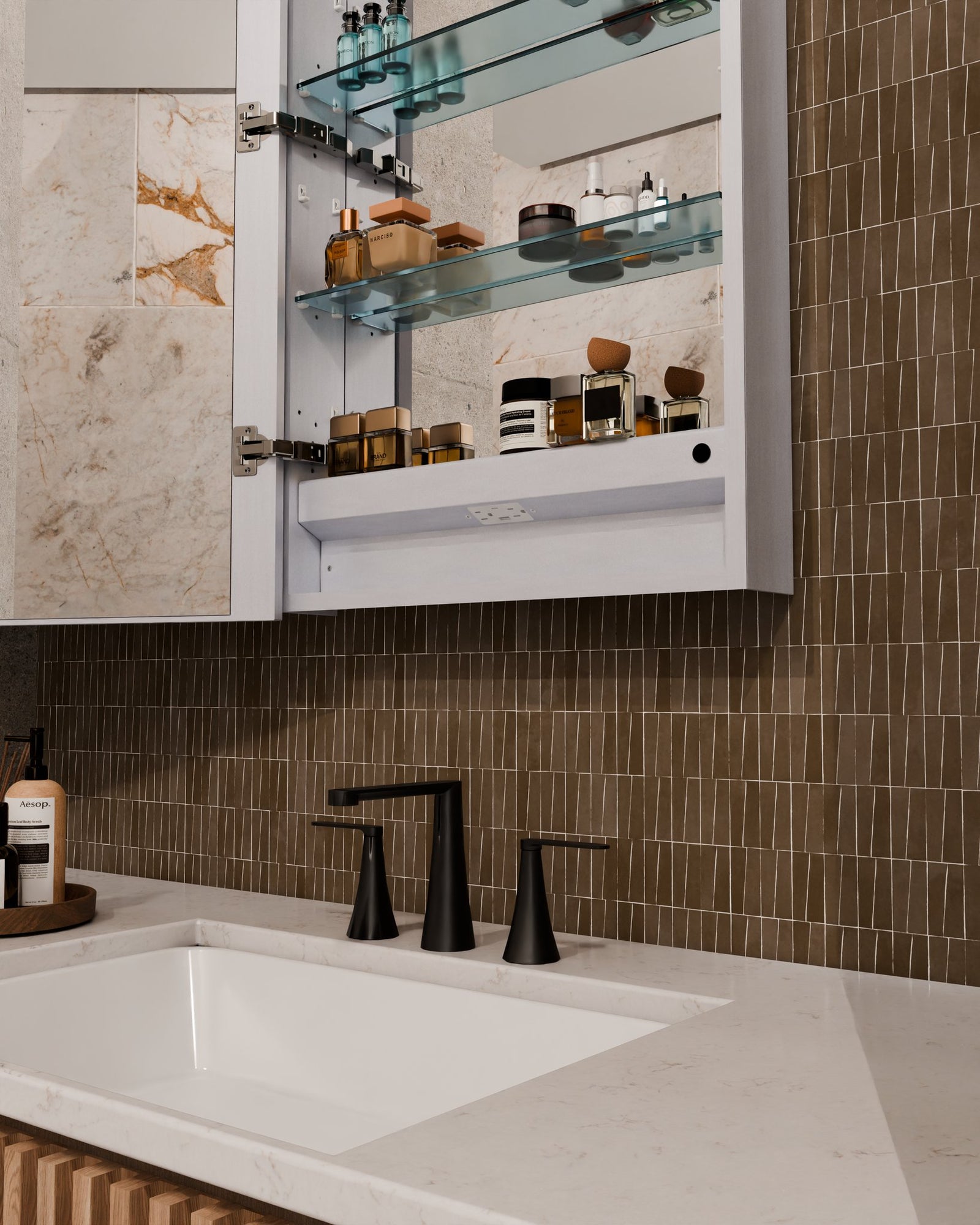 Simplicity™ LED Mirror Cabinet — Left Hinge — View 4