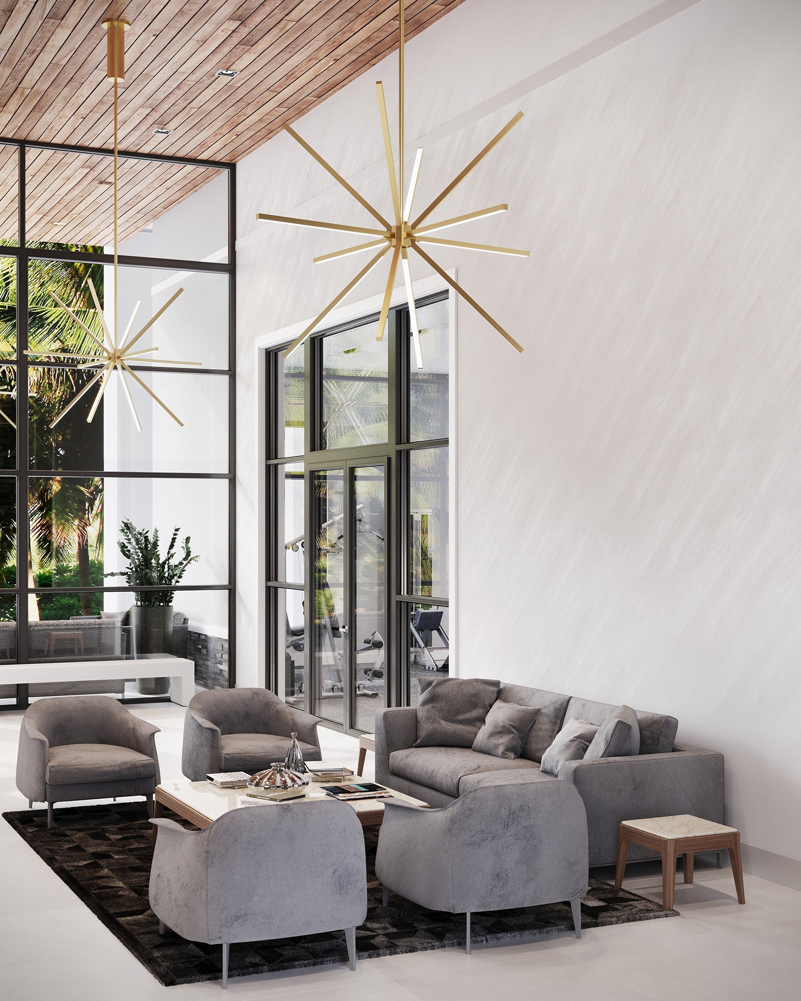Sirius 48-in Brushed Gold LED Chandeliers