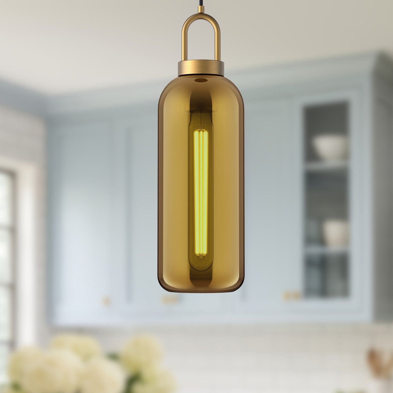 Soji 6-in Aged Gold/Copper Glass 1 Light Pendant