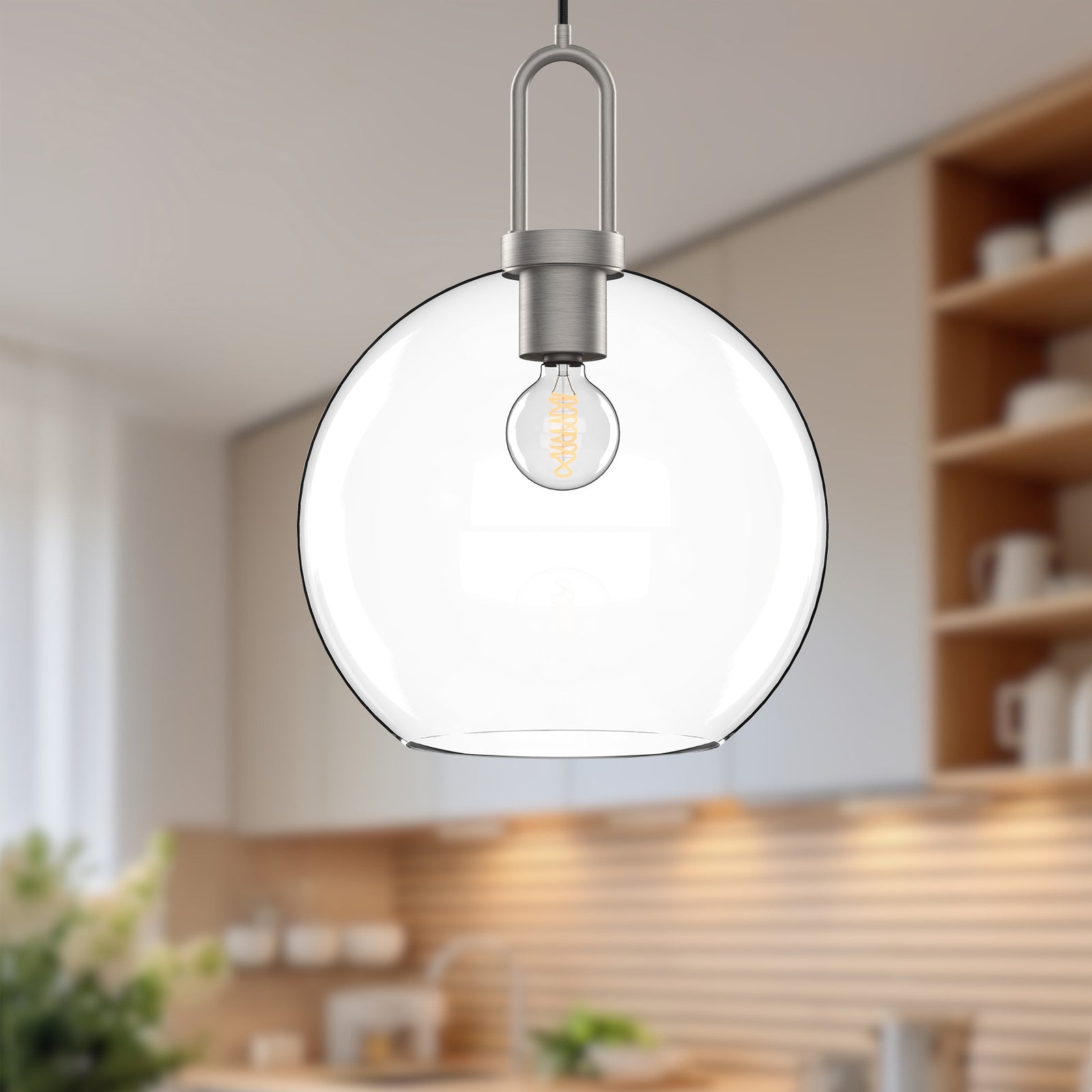 Soji 10-in Brushed Nickel/Clear Glass 1 Light Pendant