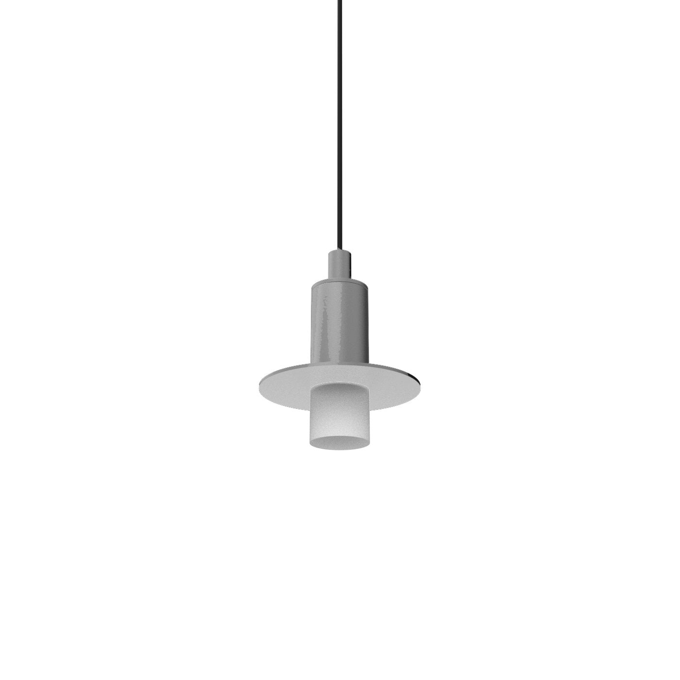 Short Frosted Light Guide Single Pendant with Brim - Polished Chrome
