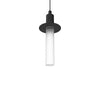 Tall Frosted Light Guide Single Pendant with Brim - Matte Black