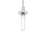 Tall Frosted Light Guide Single Pendant with Brim - White