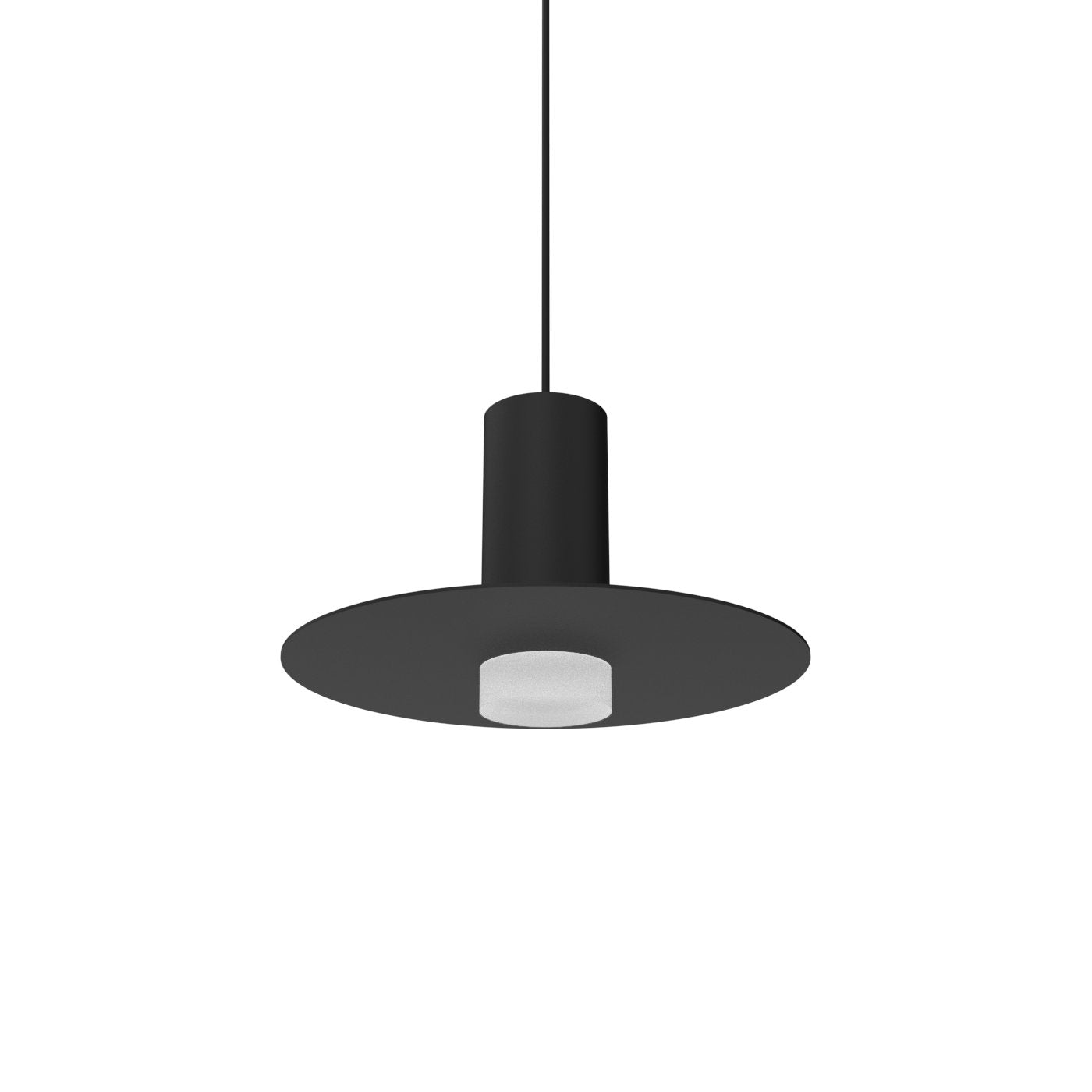 Novo Short Luminous Ring Single Pendant with Brim - Matte Black
