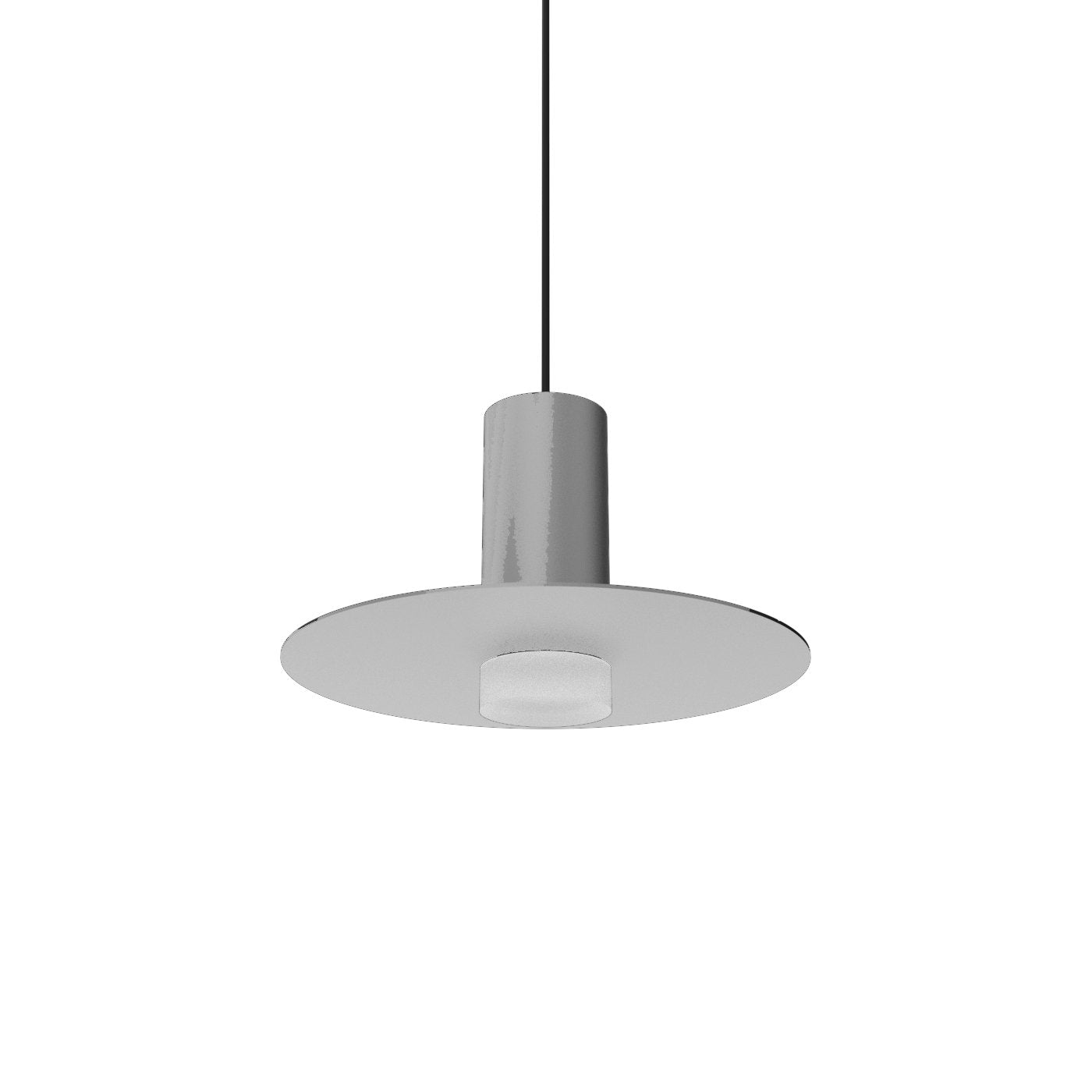 Novo Short Luminous Ring Single Pendant with Brim - Polished Chrome