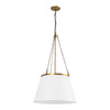 Speakeasy 18-in Aged Gold/White Linen 1 Light Pendant