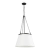 Speakeasy 18-in Matte Black/White Linen 1 Light Pendant