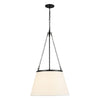 Speakeasy 18-in Matte Black/White Linen 1 Light Pendant
