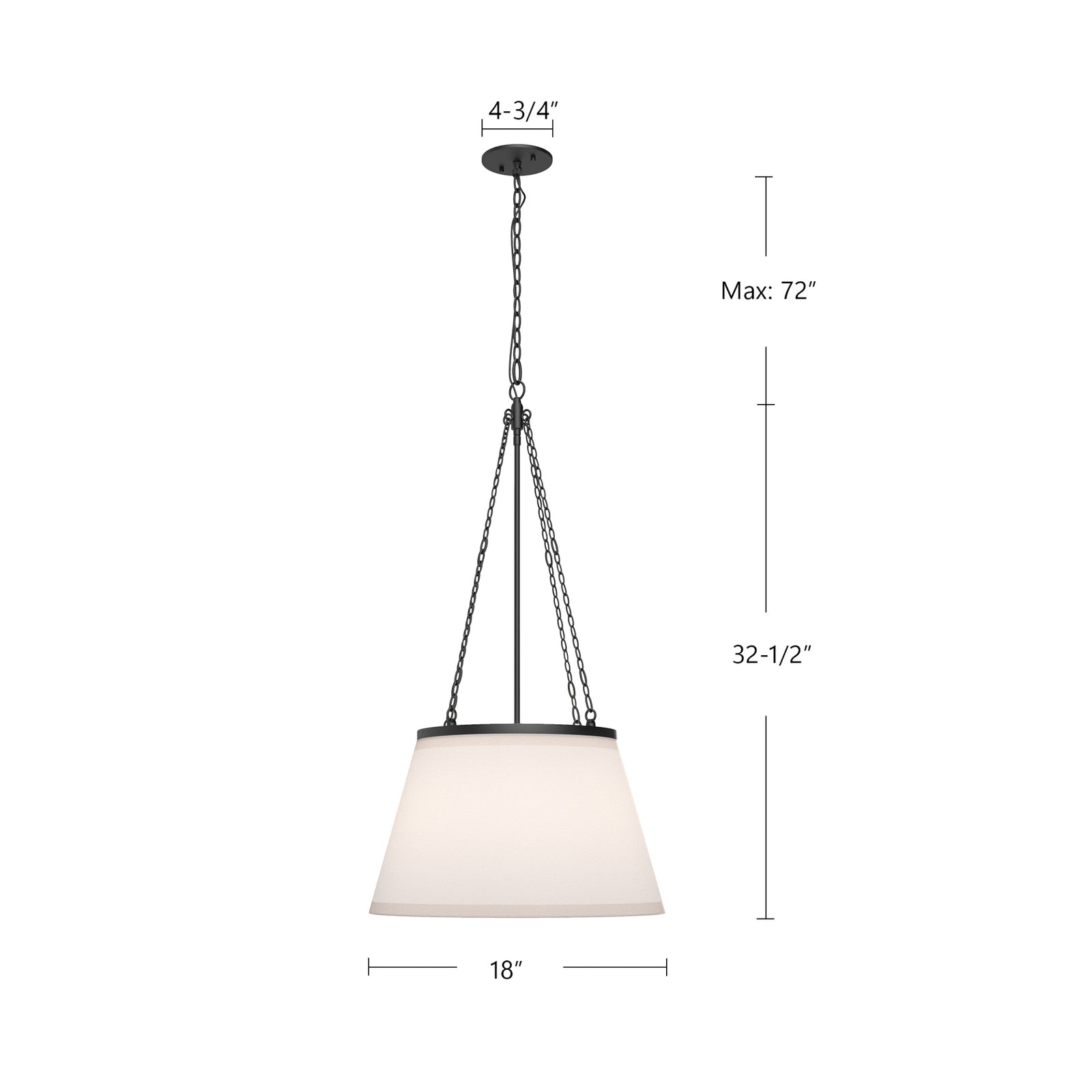 Speakeasy 18-in Matte Black/White Linen 1 Light Pendant