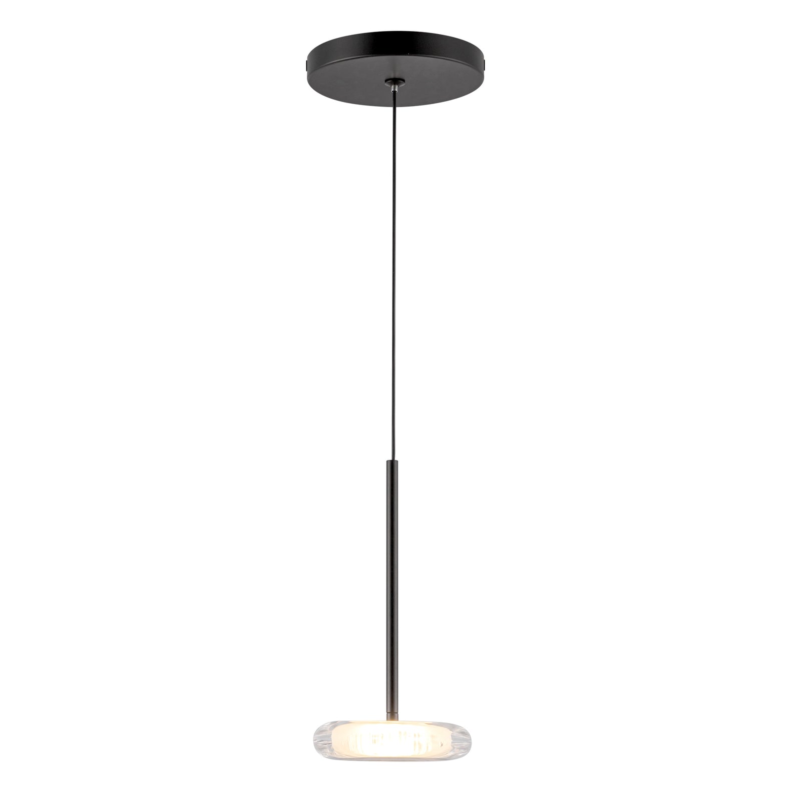 Stephord 4-in Black/Clear Glass LED Pendant