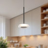 Stephord 4-in Black/Clear Glass LED Pendant