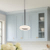Stephord 4-in Black/Frosted Glass LED Pendant