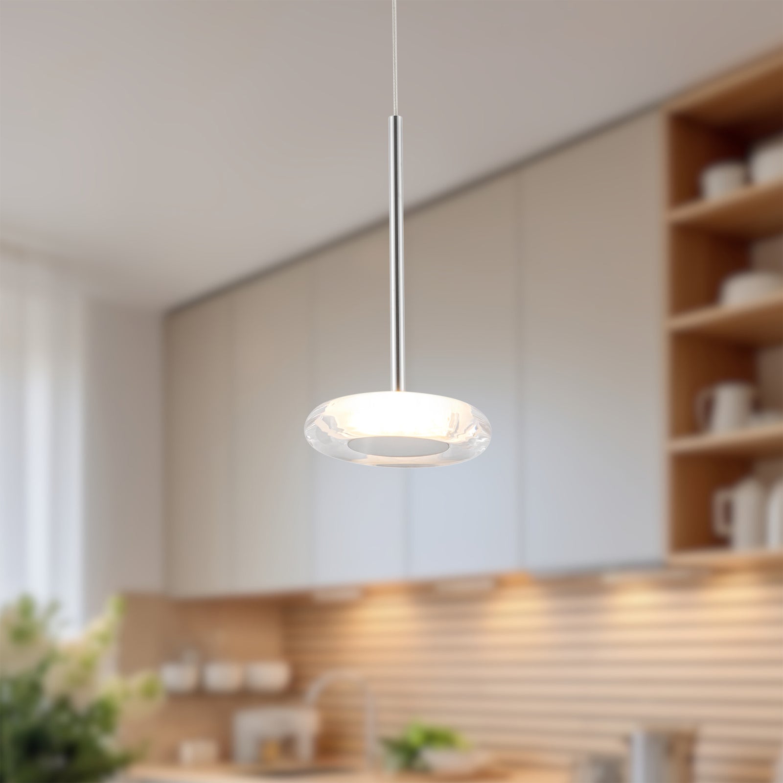 Stephord 4-in Chrome/Clear Glass LED Pendant