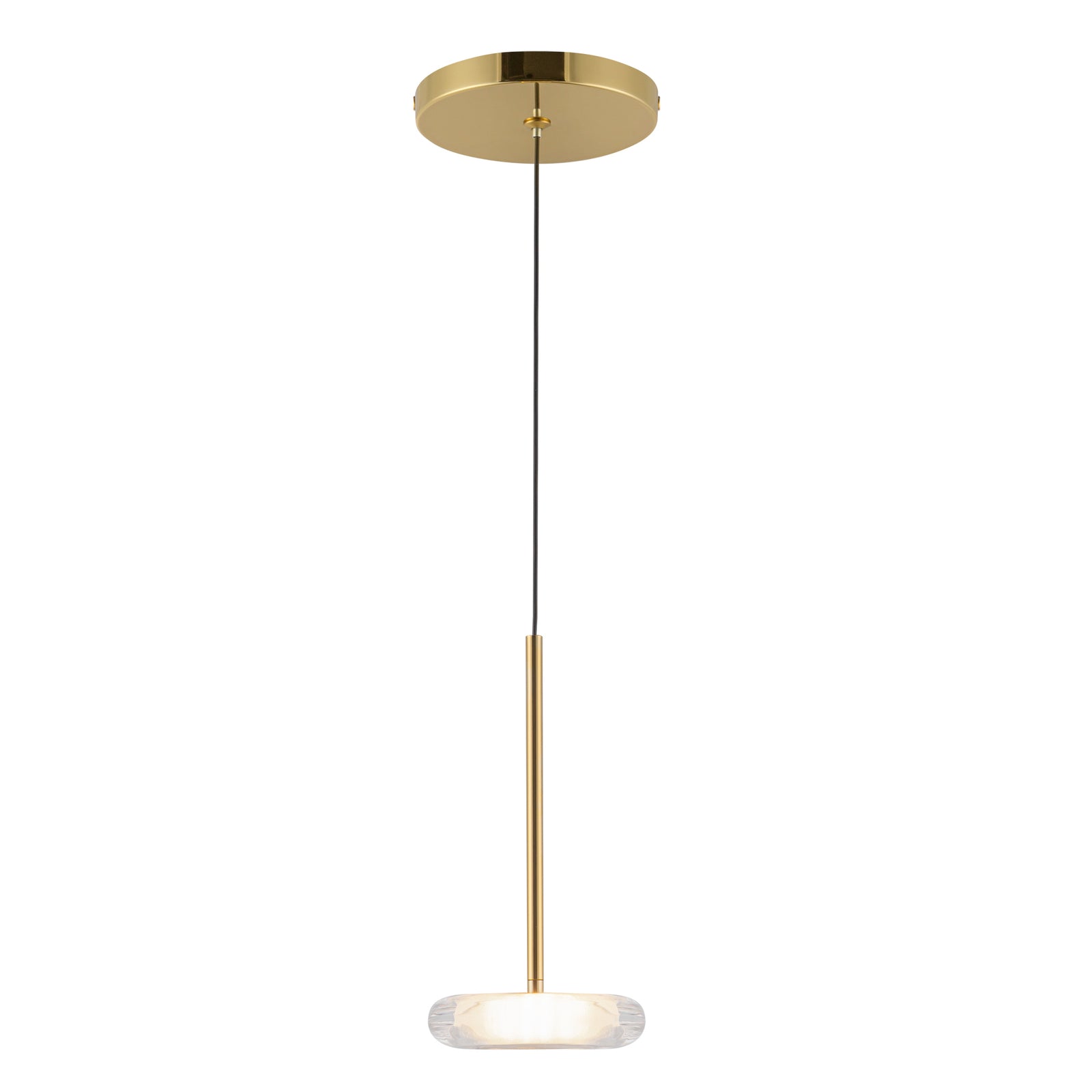 Stephord 4-in Metallic Brass/Clear Glass LED Pendant