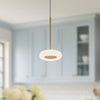 Stephord 4-in Metallic Brass/Frosted Glass LED Pendant