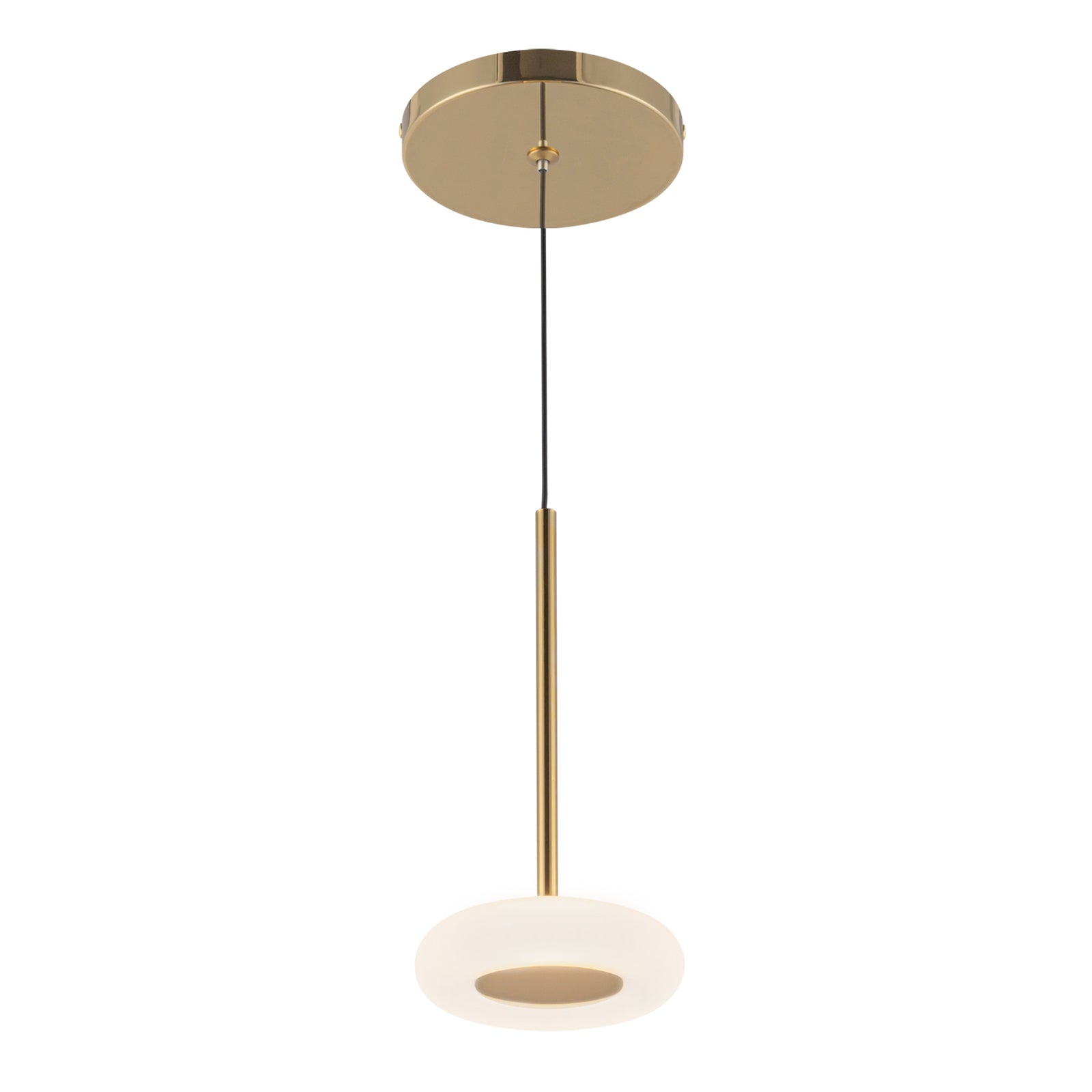 Stephord 4-in Metallic Brass/Frosted Glass LED Pendant