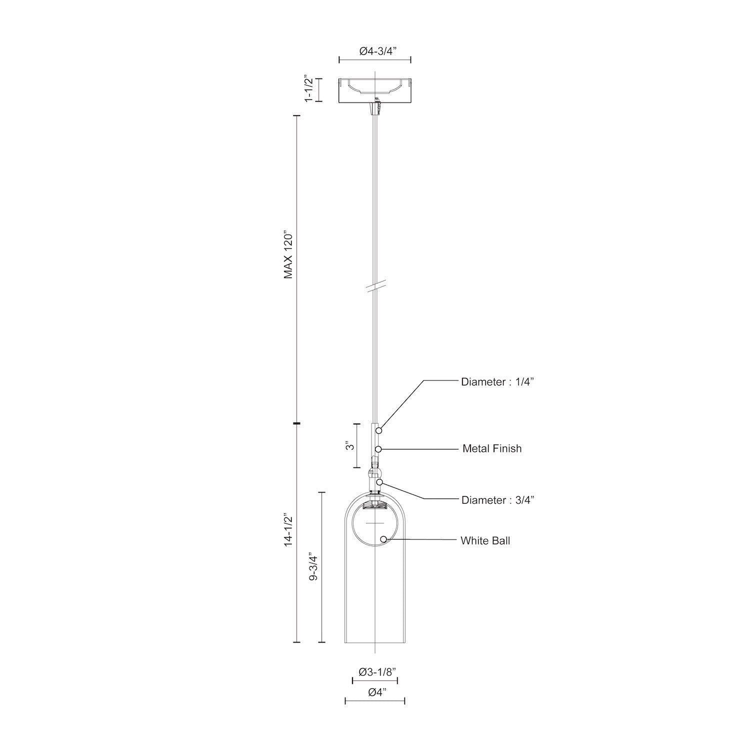 Stylo 4-in Brushed Nickel LED Pendant