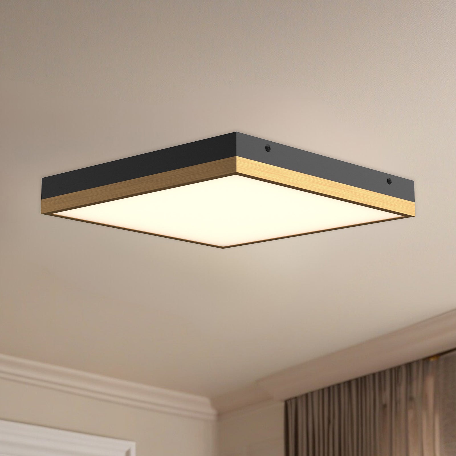 Sydney 14-in Aged Gold/Matte Black LED Flush Mount