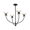 Sylvia 26-in Matte Black/Clear Glass 4 Lights Chandelier