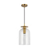 Sylvia 8-in Brushed Gold/Clear Glass 1 Light Pendant