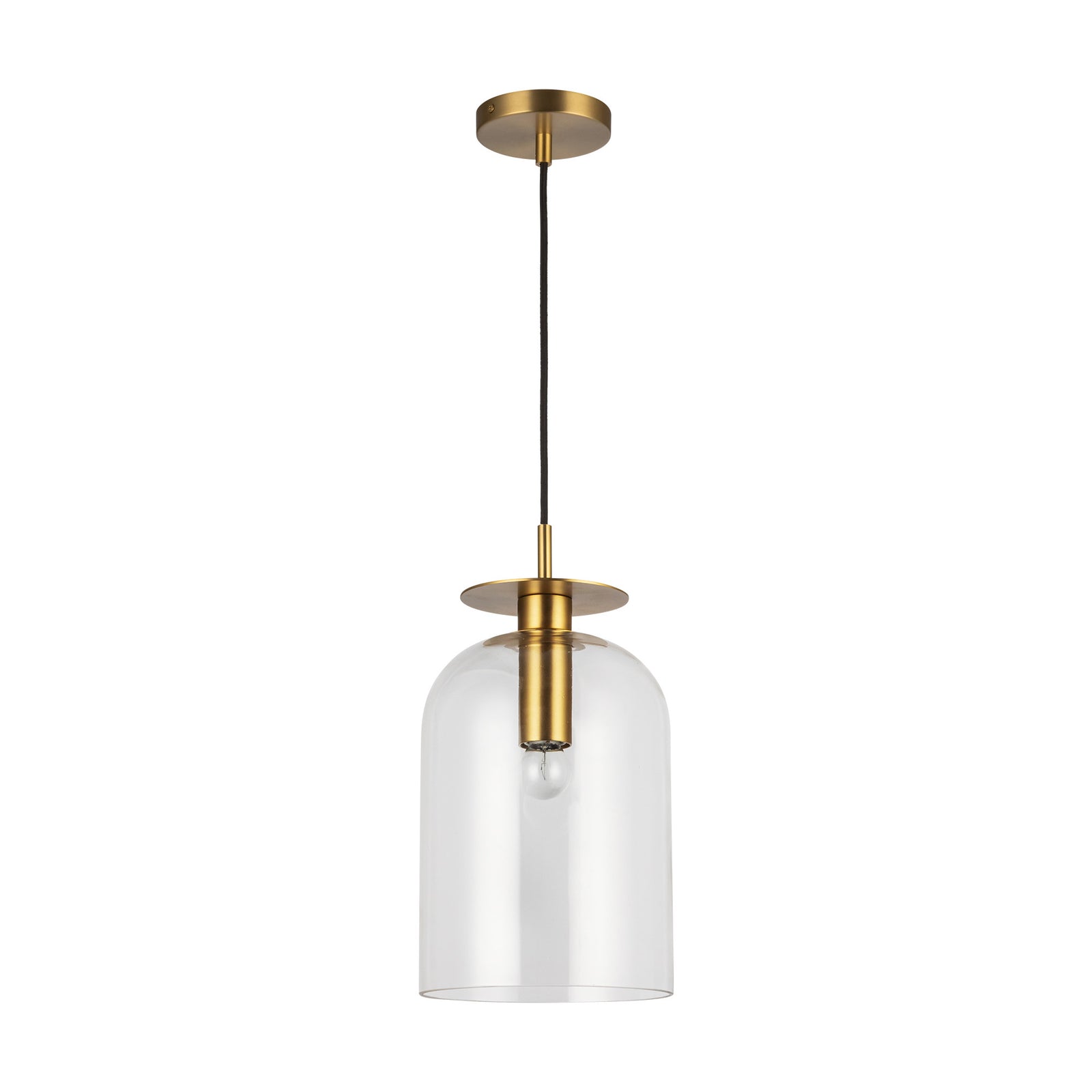 Sylvia 8-in Brushed Gold/Clear Glass 1 Light Pendant