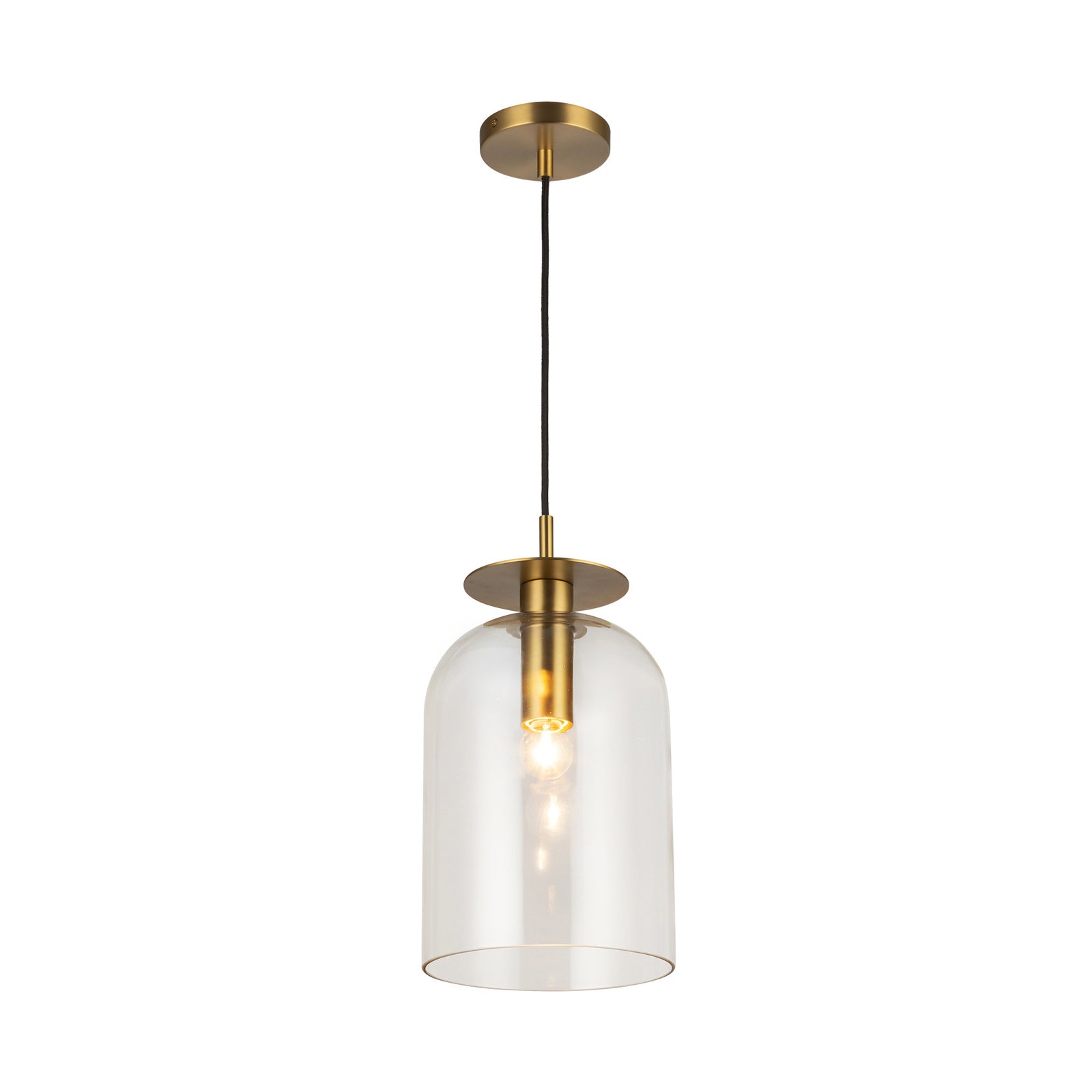 Sylvia 8-in Brushed Gold/Clear Glass 1 Light Pendant
