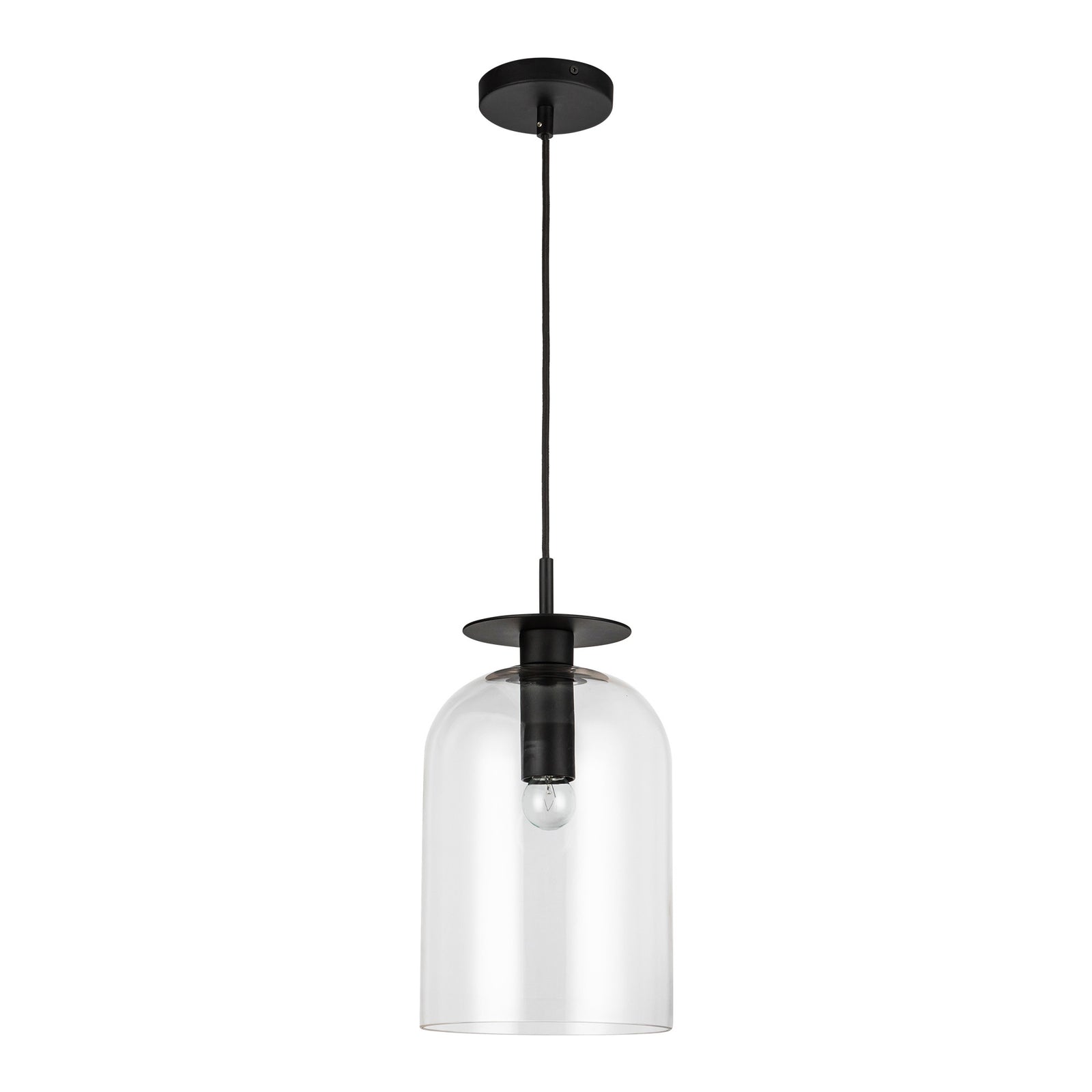 Sylvia 8-in Matte Black/Clear Glass 1 Light Pendant