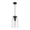 Sylvia 8-in Matte Black/Clear Glass 1 Light Pendant