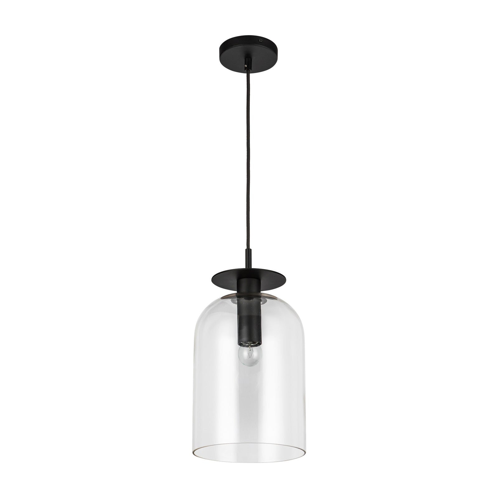 Sylvia 8-in Matte Black/Clear Glass 1 Light Pendant