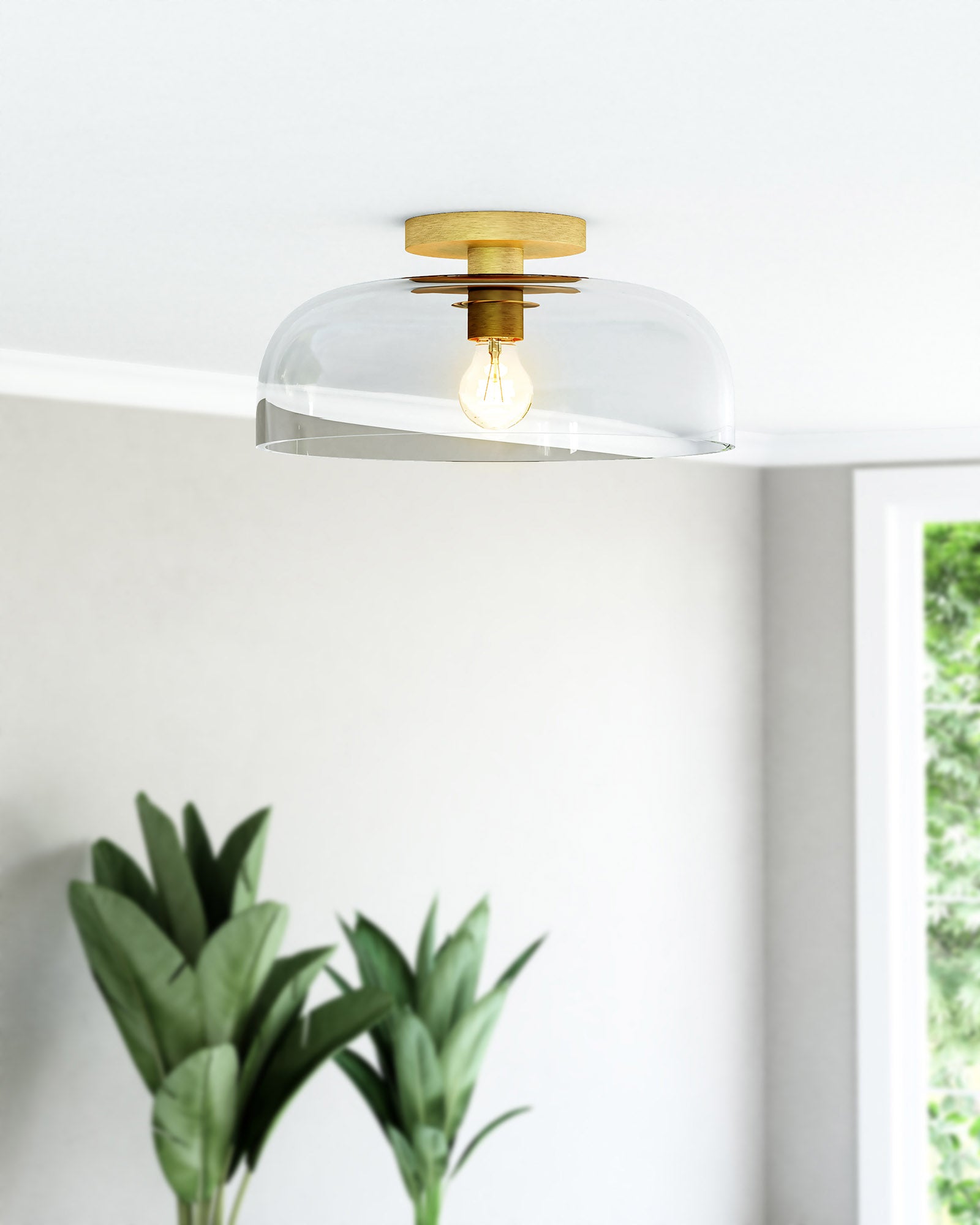 Sylvia 12-in Brushed Gold/Clear Glass 1 Light Semi-Flush