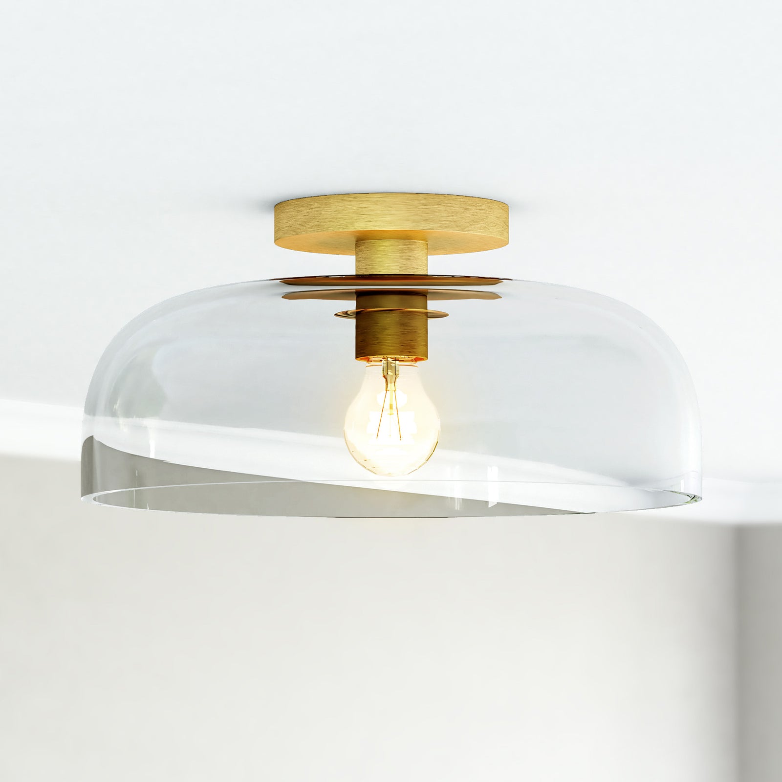 Sylvia 12-in Brushed Gold/Clear Glass 1 Light Semi-Flush