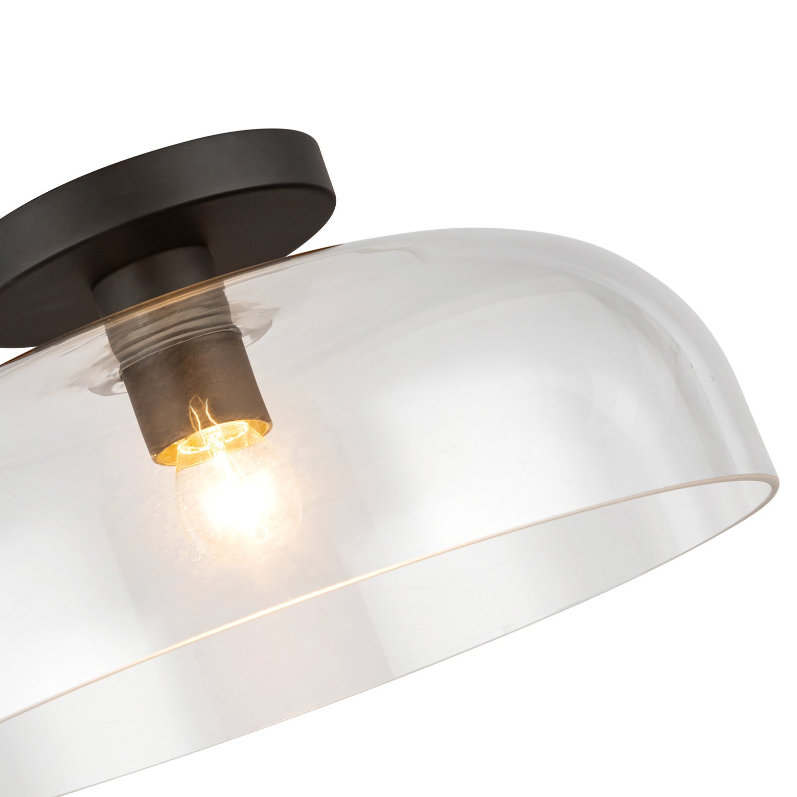 Sylvia 12-in Matte Black/Clear Glass 1 Light Semi-Flush