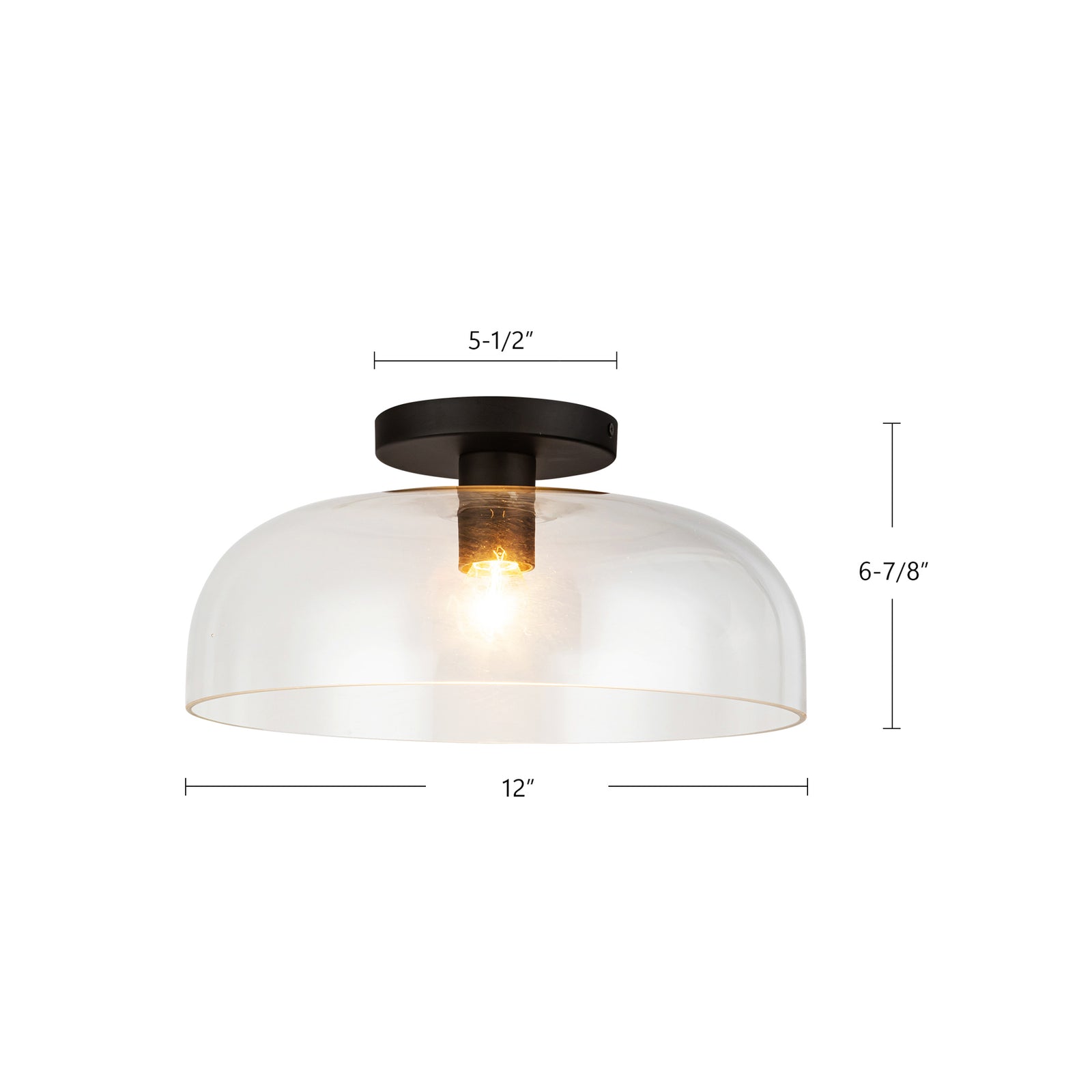 Sylvia 12-in Matte Black/Clear Glass 1 Light Semi-Flush