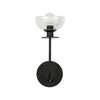 Sylvia 5-in Matte Black/Clear Glass 1 Light Wall Vanity
