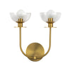Sylvia 12-in Brushed Gold/Clear Glass 2 Lights Wall Vanity