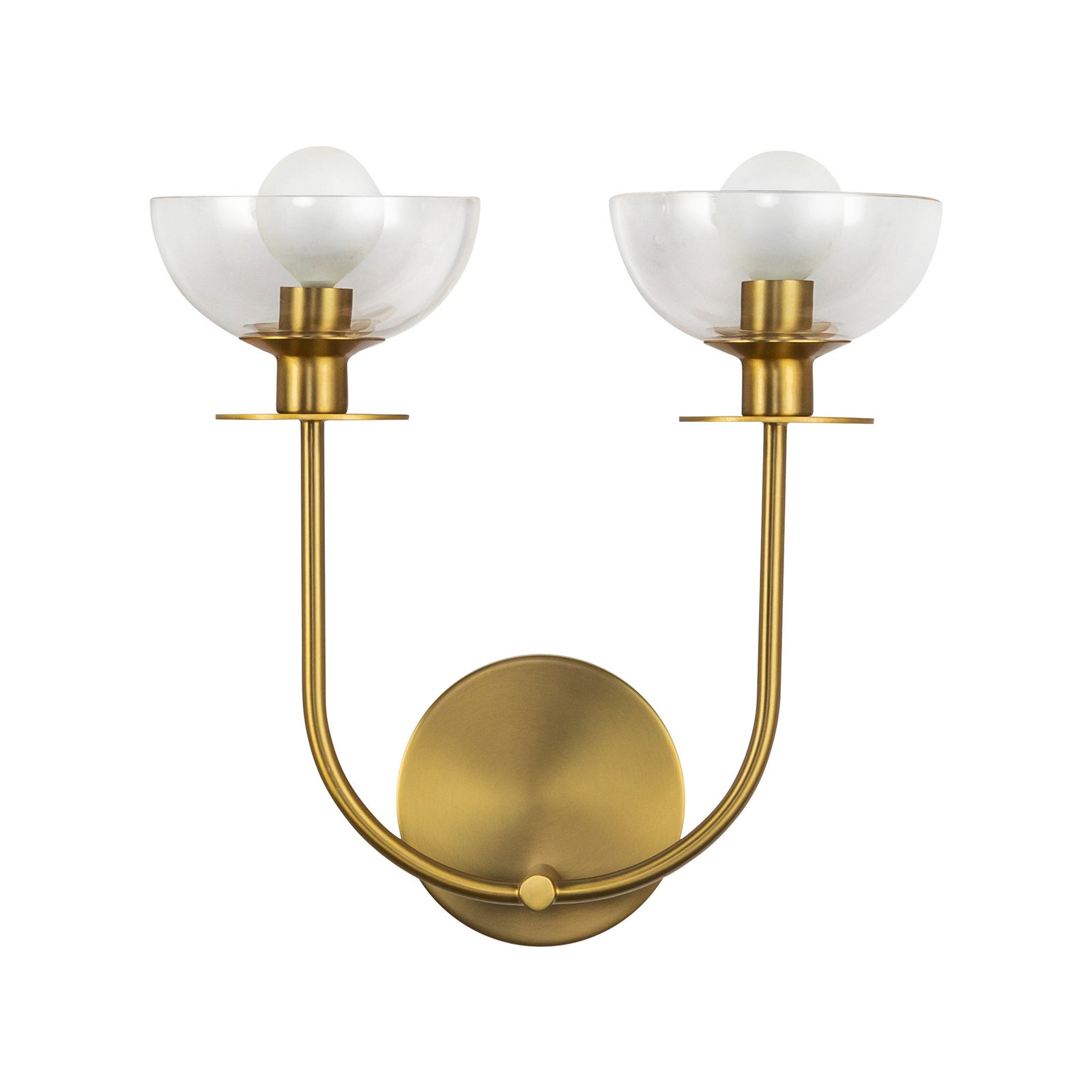 Sylvia 12-in Brushed Gold/Clear Glass 2 Lights Wall Vanity