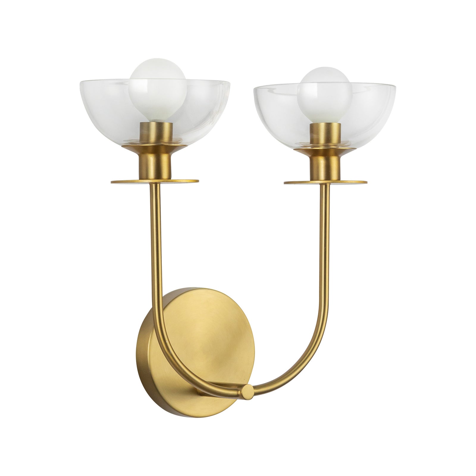Sylvia 12-in Brushed Gold/Clear Glass 2 Lights Wall Vanity