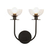 Sylvia 12-in Matte Black/Clear Glass 2 Lights Wall Vanity