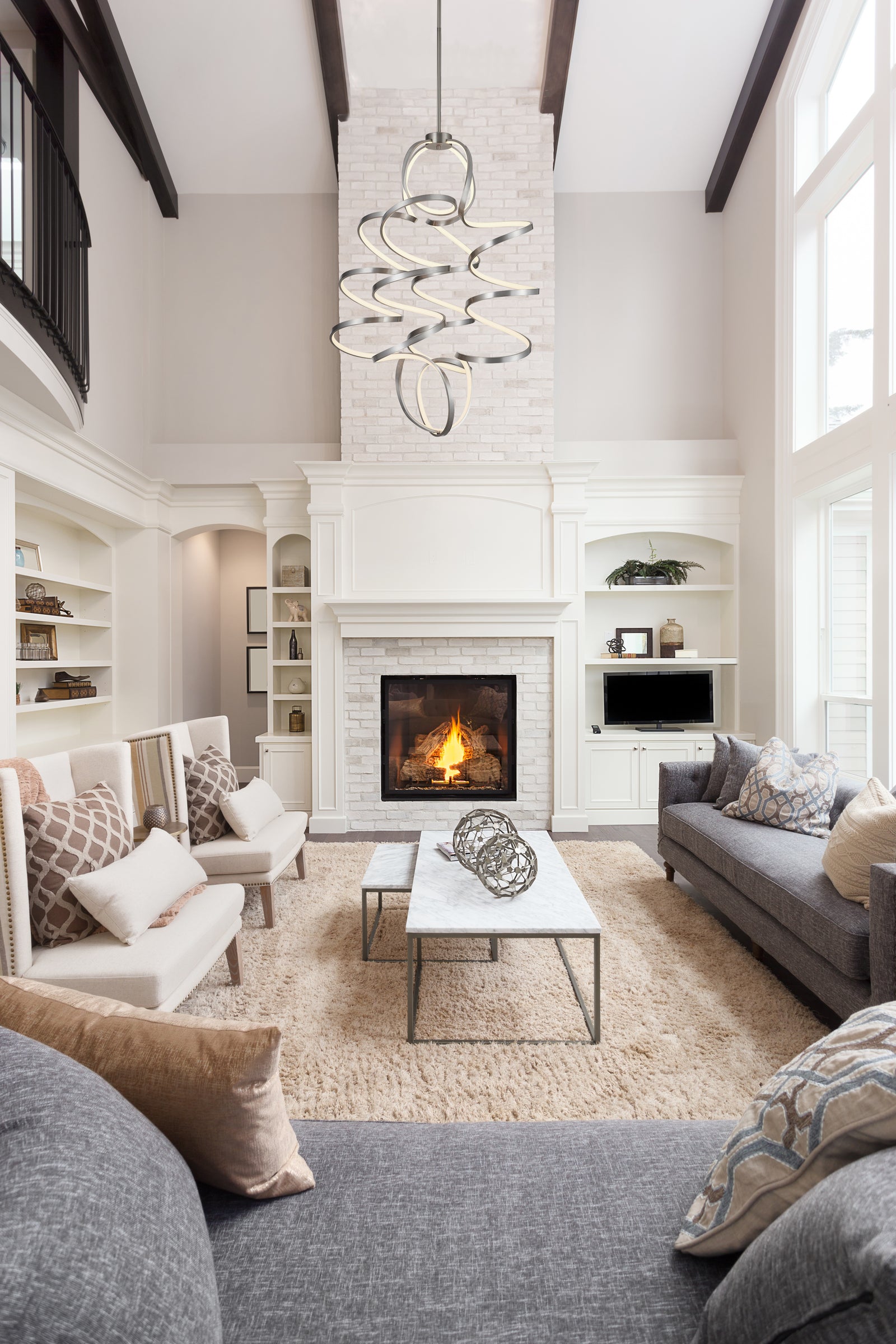 Synergy 41-in Antique Silver LED Chandeliers