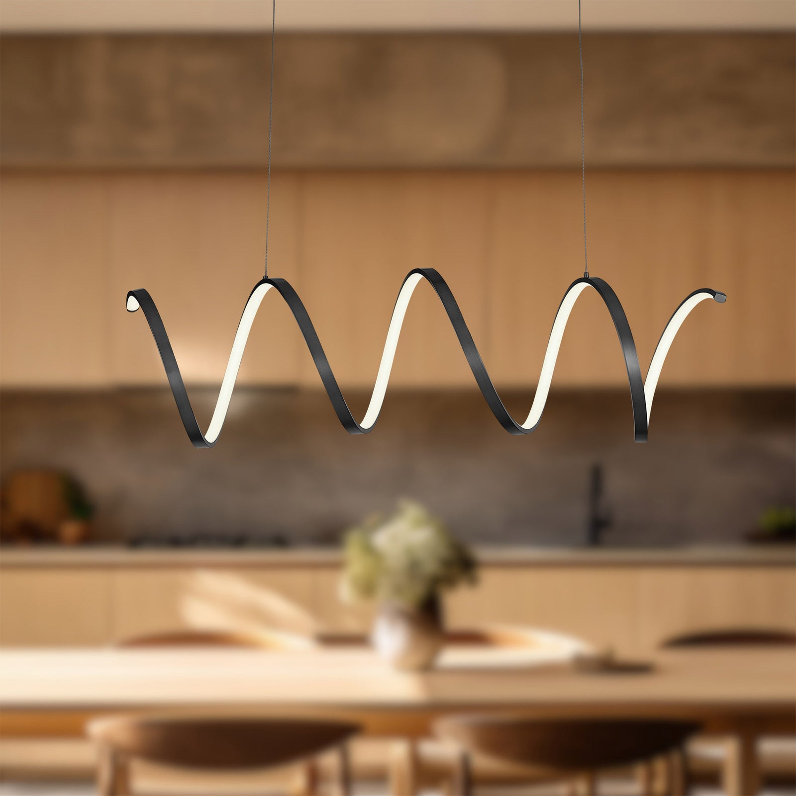 Synergy 42-in Black LED Linear Pendant