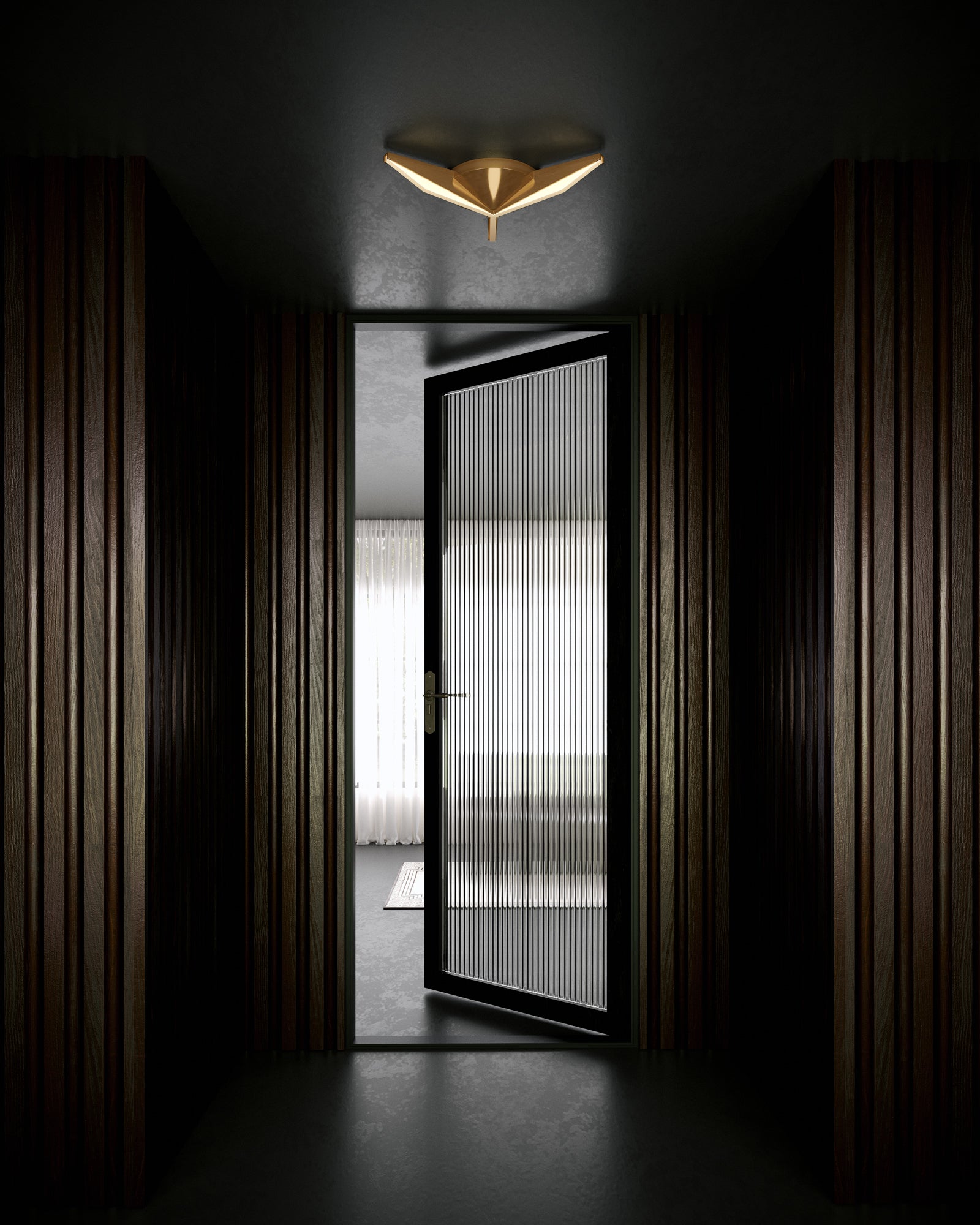 Tachi 18-in Vintage Brass LED Flush Mount