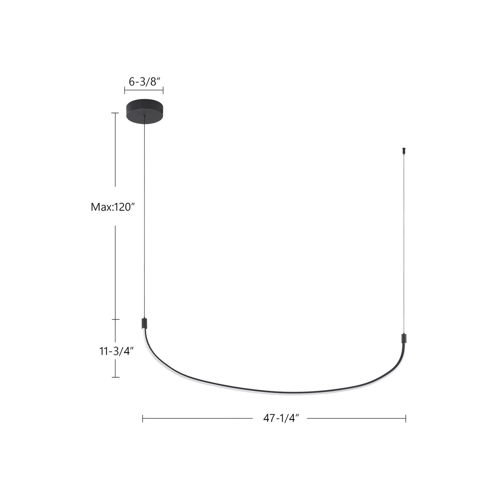 Talis 48-in Black LED Linear Pendant