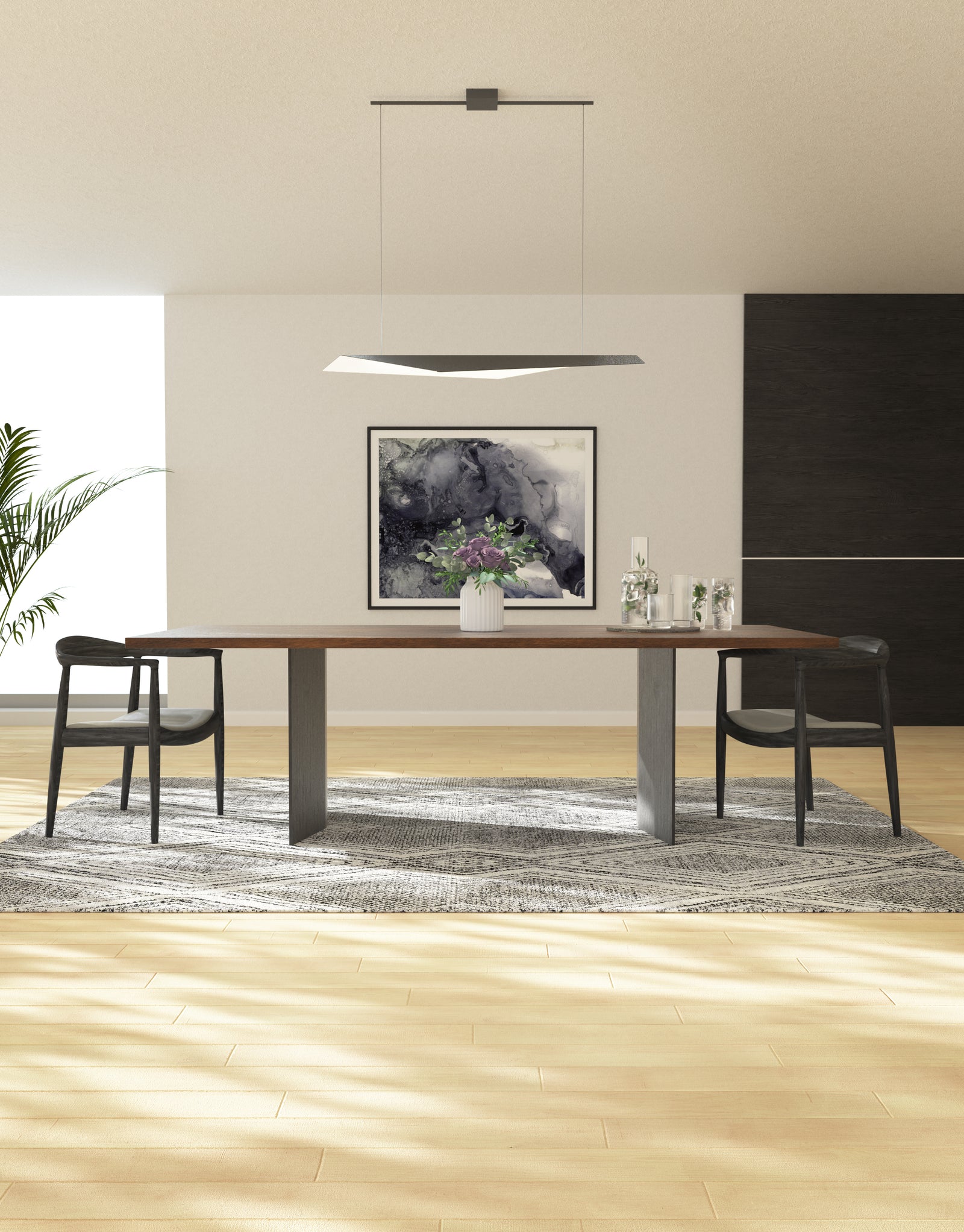 Taro 48-in Black/White LED Linear Pendant