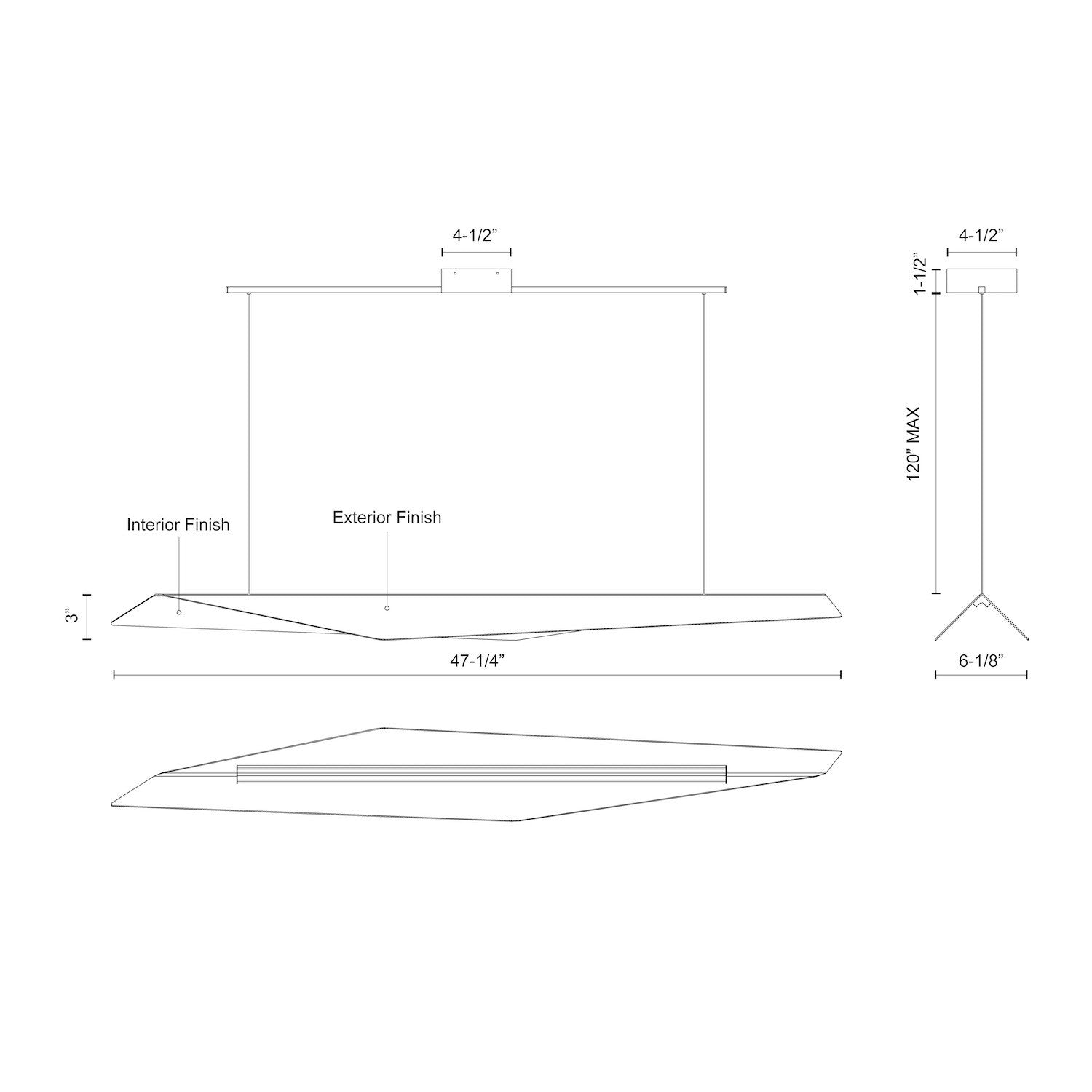 Taro 48-in Black/White LED Linear Pendant