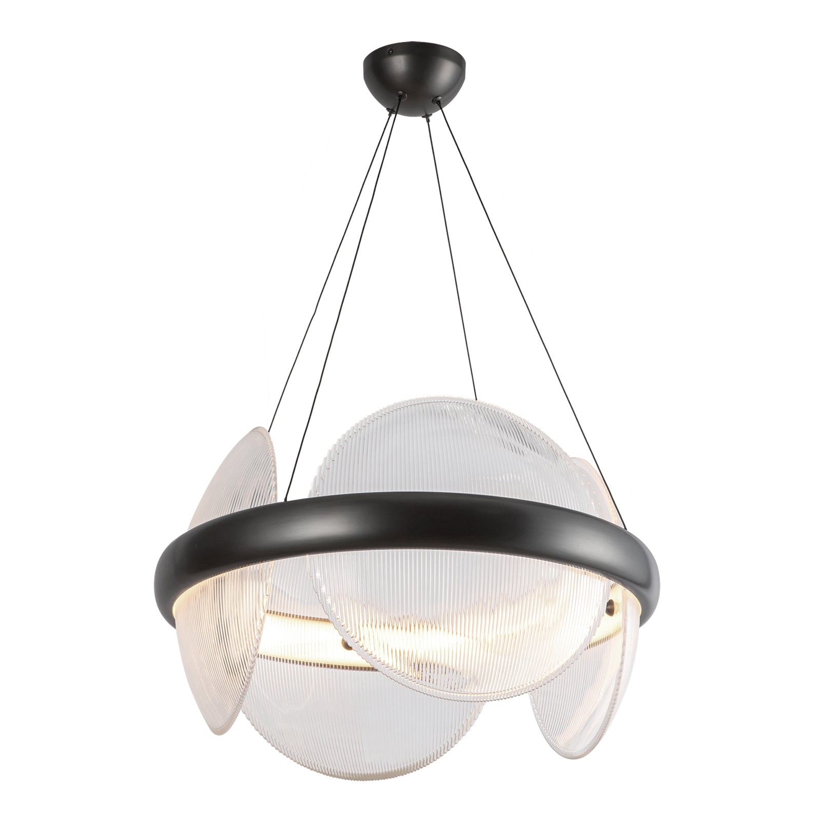 Taurus 22-in Urban Bronze/Clear Ribbed Glass LED Chandelier
