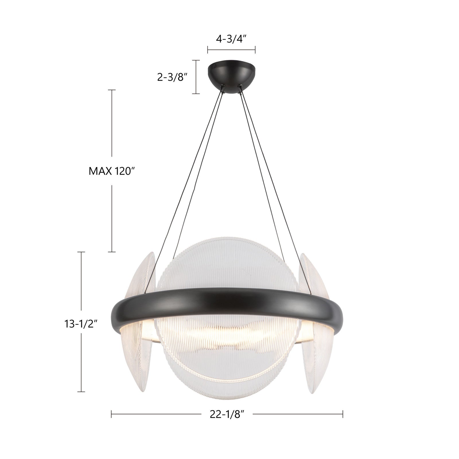 Taurus 22-in Urban Bronze/Clear Ribbed Glass LED Chandelier